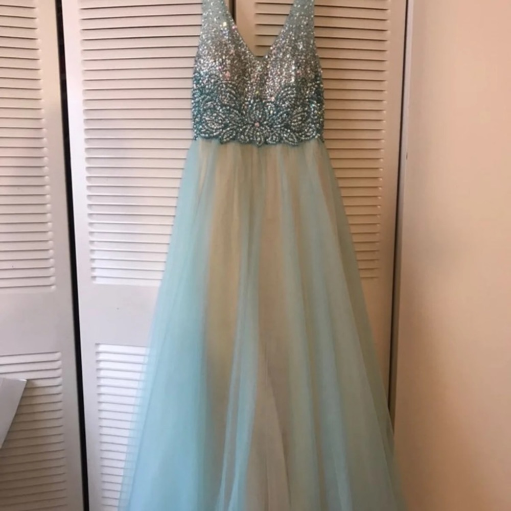 Mint green prom dress